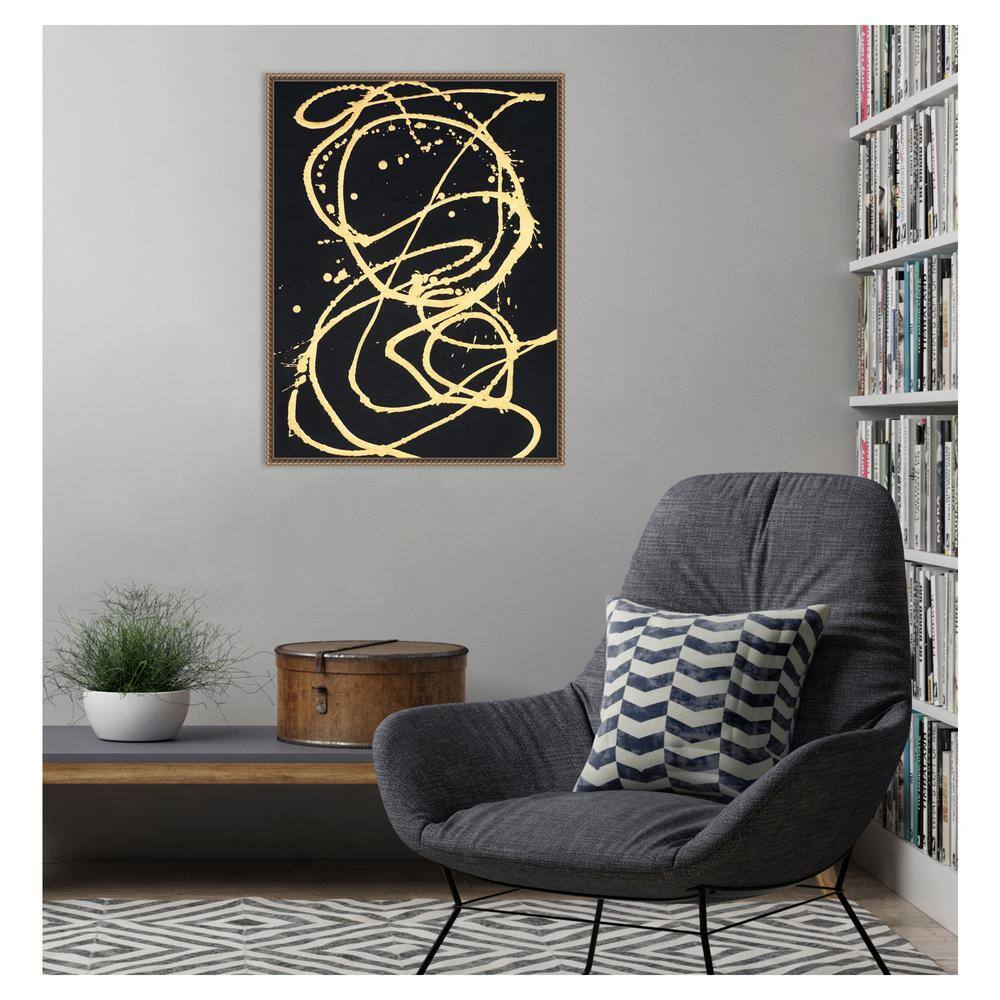 Large Gold and Black Abstract Canvas Framed Wall Art