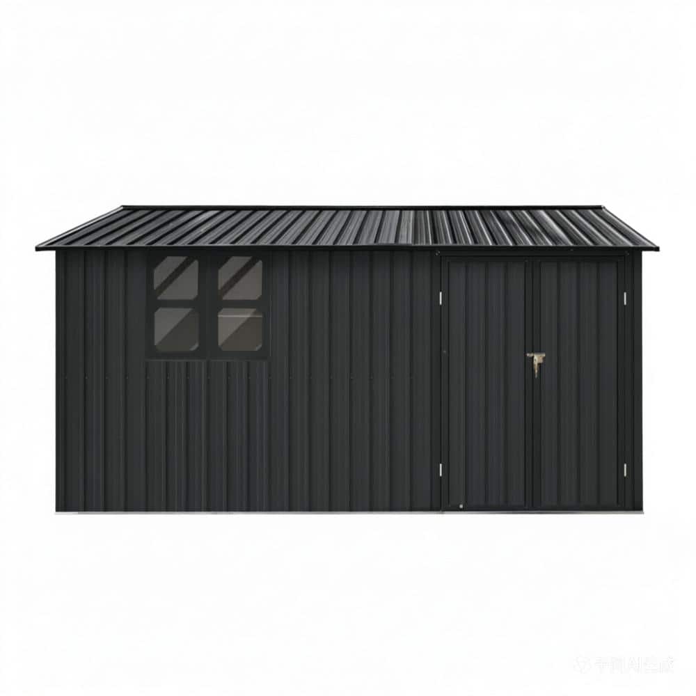 12 x 10 ft Metal outdoor storage sheds black with window with Goods Shelves 120 sq.ft. price history on PriceWatchPro