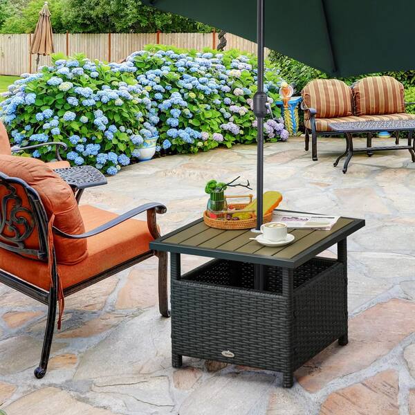 bcp wicker patio umbrella stand table Combination Side handwoven rattan wicker to help ensure long Kadehome 265 lb. Rattan Patio
