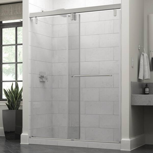 Delta Portman 60 x 71-1/2 in. Frameless Mod Soft-Close Sliding Shower ...