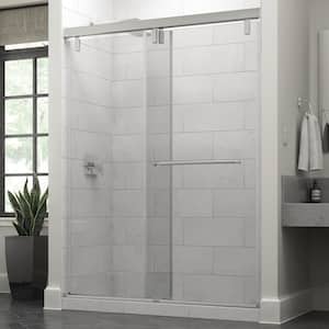 Mod 60 in. x 71-1/2 in. Soft-Close Frameless Sliding Shower Door in Chrome and 3/8 in. Tempered Clear Glass