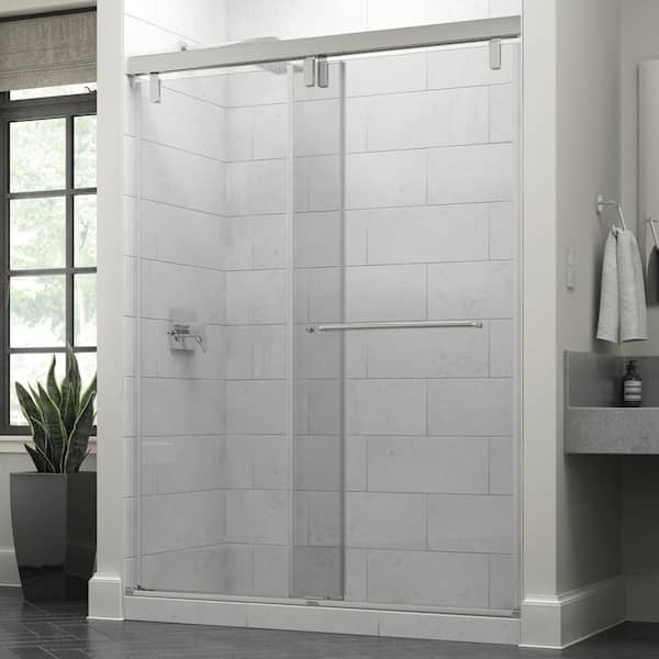 Delta Mod 60 in. x 71-1/2 in. Soft-Close Frameless Sliding Shower Door in Chrome and 3/8 in. Tempered Clear Glass