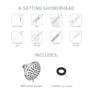 Attune 8-Spray Patterns 4 in. Single Wall Mount Fixed Shower Head in Chrome
