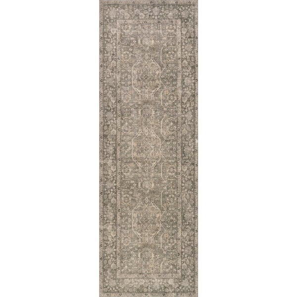 Corali Traditional Vintage and Distressed Green 3 ft. x 8 ft. Indoor Runner Rug
