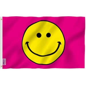 3 ft. x 5 ft. Pink Happy Face Flag Polyester