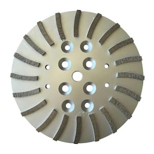 10 in. Diamond Grinding Disc Plate for Floor Grinders, 20 Turbo Segments, #30/40 Grit, 4 x 3/8 in. Threaded Bolt Holes