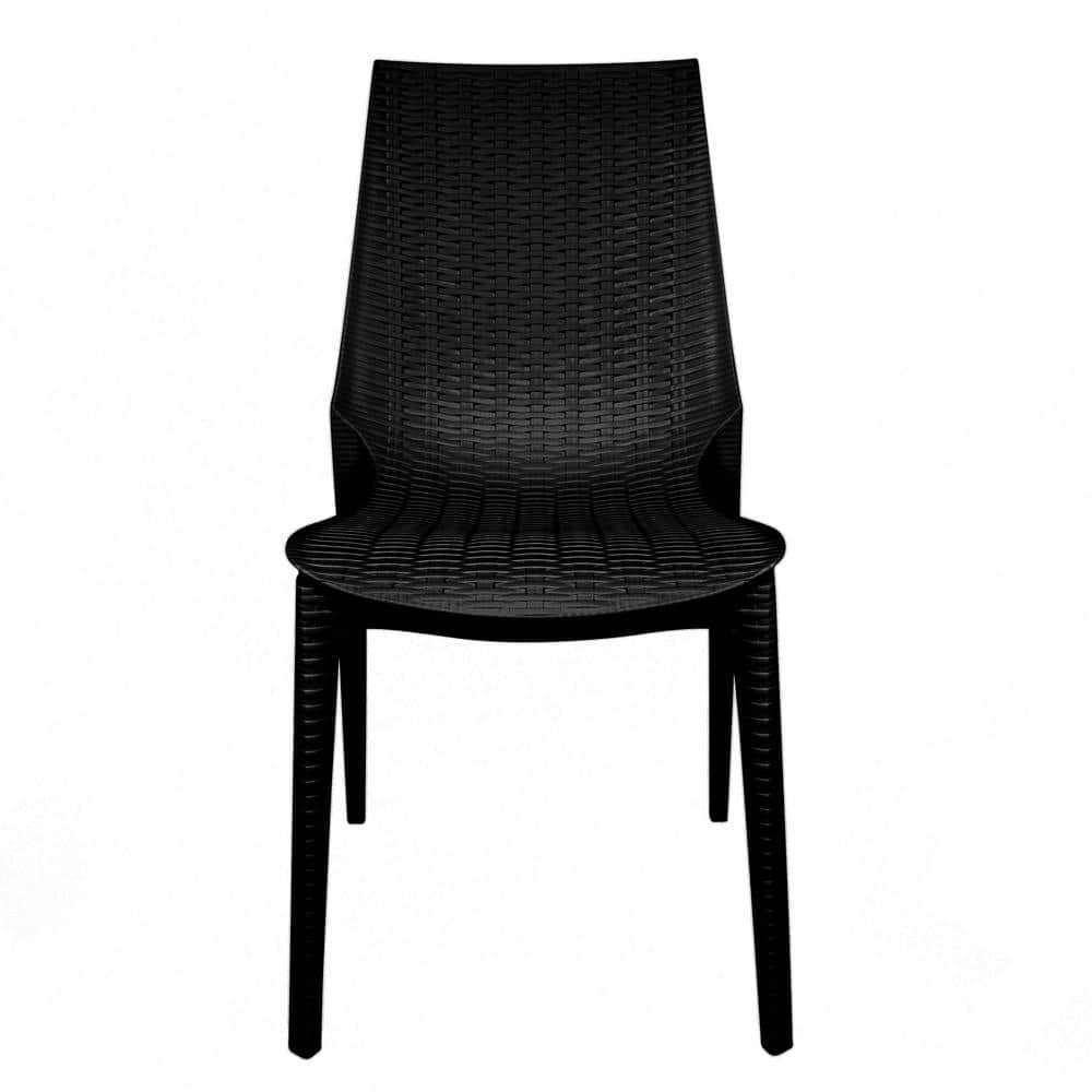 Kent Black Polypropylene Outdoor Stacking Dining Chair Set