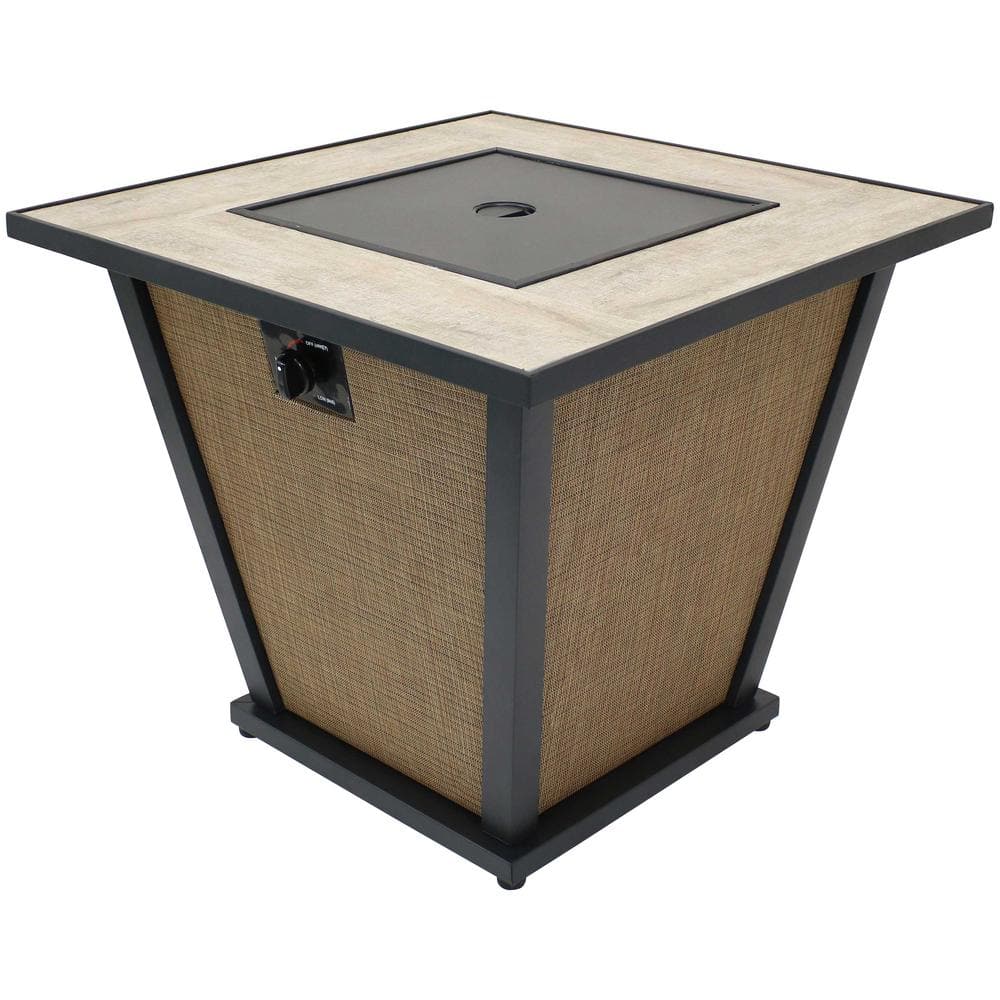 Brown Metal Propane Gas Fire Pit Table with Tile Top