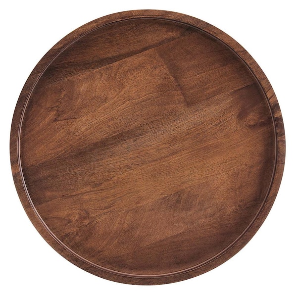 MODWAY Chiro Walnut Round Wood Side Table EEI-6830-WAL - The Home