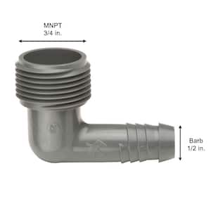 1/2 in. Barb x 3/4 in. Male Pipe Thread Elbow for Sprinkler Swing Pipe, 10-Pack (Not Compatible With Drip Tubing)