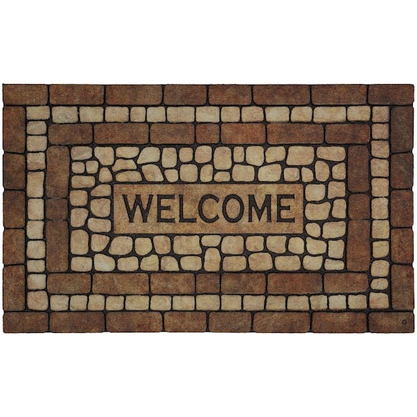 Mohawk Home Stone Garden Welcome Brown 1 ft. 6 in. x 2 ft. 6 in. Door Mat