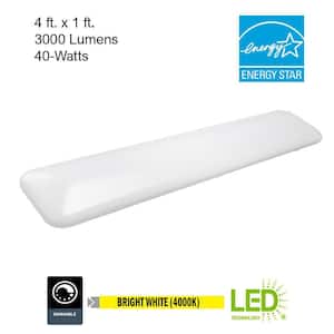 49 in. x 10 in Rectangular Light Fixture LED Flush Mount 3000 Lumen Smooth Acrylic Lens Kitchen Light Laundry Room Light