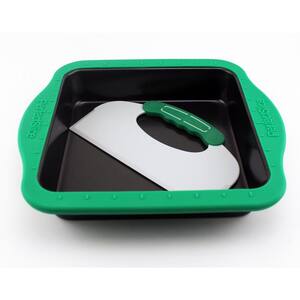 Perfect Slice Square Cake Pan with Silicone Sleeve and Slicing Tool