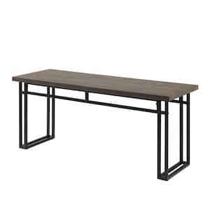 44 in. Grey Hickory Wood Veneer and Metal Leg Modern Dining Bench (18.25 in. H x 44 in. W x 15 in. D)