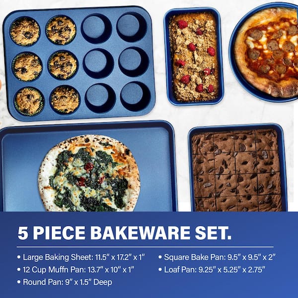Granite Stone Pots and Pans Set 20 Piece Complete Cookware Bakeware Set  Nonstick Dishwasher Oven Safe Blue