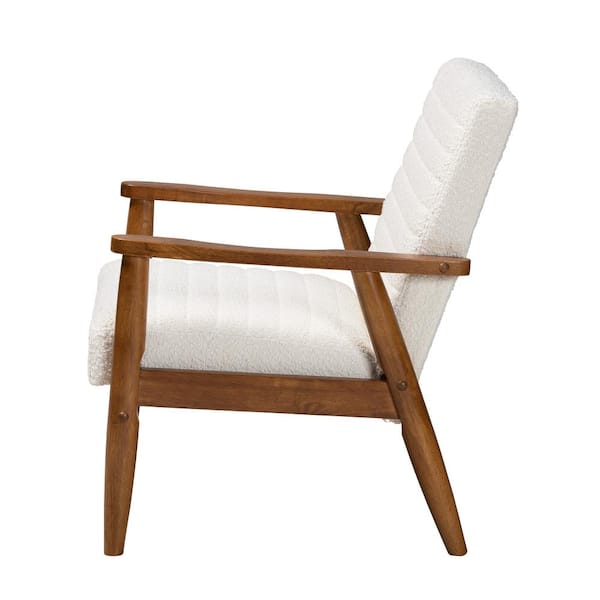 Baxton Studio Stratton White and Walnut Brown Armchair 228 12960