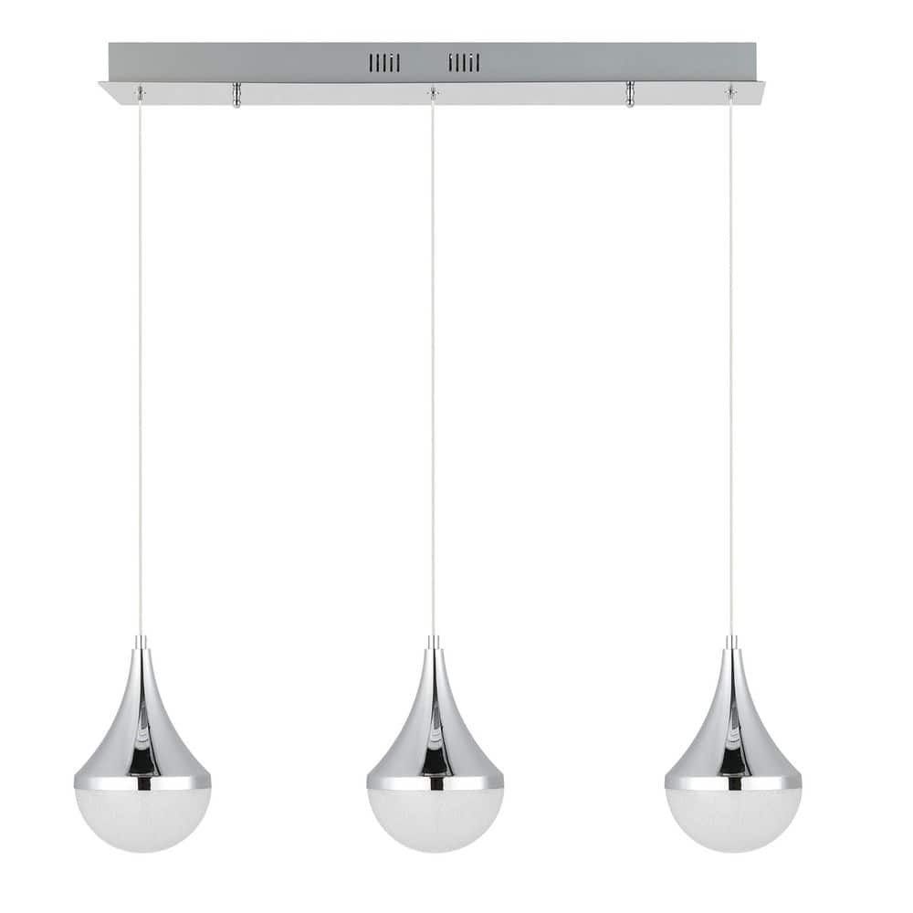 Elyse Chrome Teardrop 33" LED Linear Island Pendant