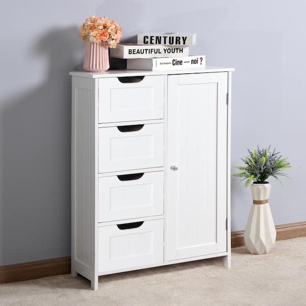 23.6 in. W x 11.8 in. D x 31.5 in. H White Bathroom Floor Storage Cabinet  Linen Cabinet with Adjustable Shelf X40914886 - The Home Depot
