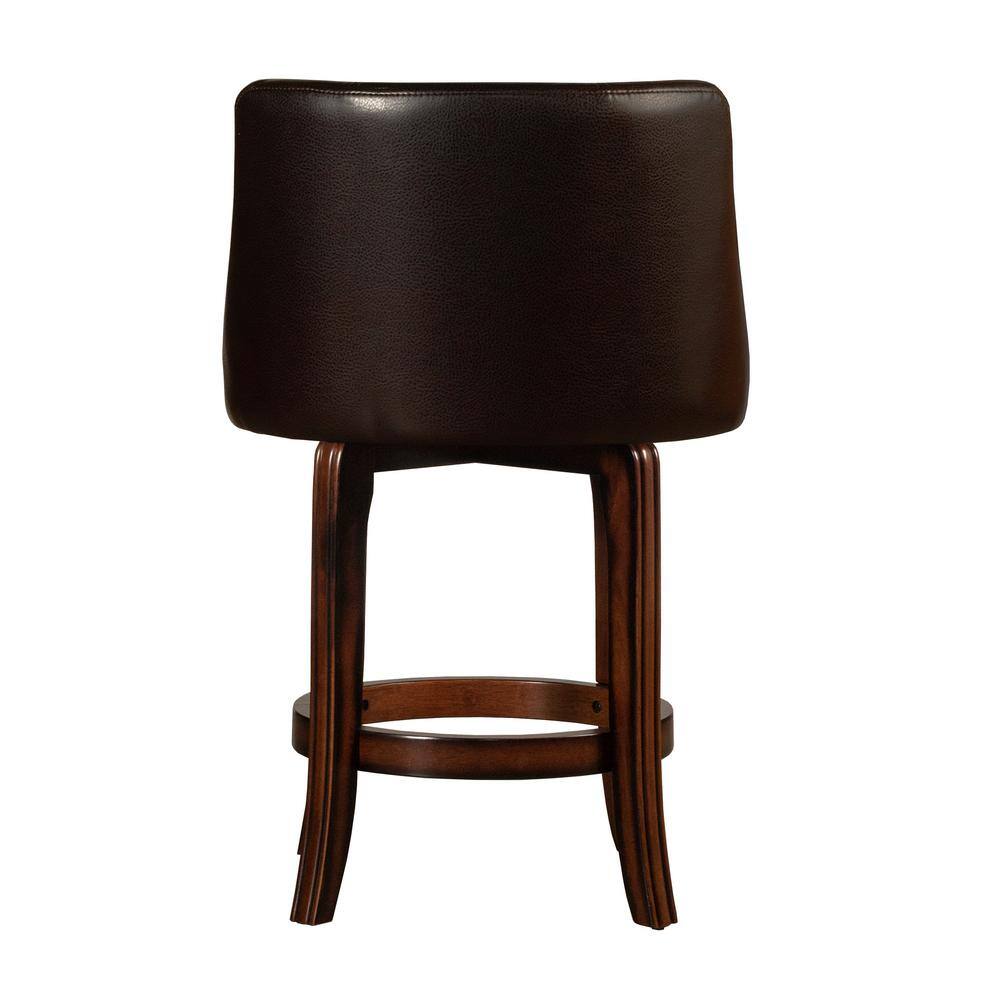 Napa Valley Dark Brown Wood Swivel Counter Stool