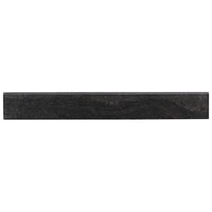 Dominion Charcoal Black 3.14 in. x 23.62 in. Matte Limestone Look Porcelain Bullnose Wall Tile Trim