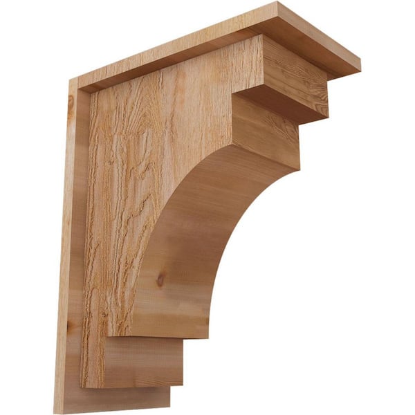 Ekena Millwork 8 in. x 14 in. x 18 in. Mediterranean Rough Sawn Western Red Cedar Corbel with Backplate