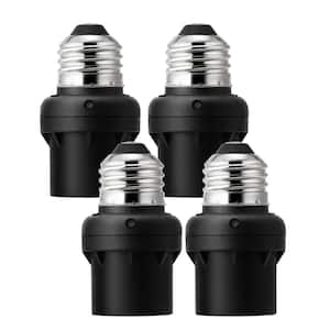 100-Watt Incandescent/CFL/LED/Halogen Screw-In Dusk to Dawn Light Control Sensor Socket, Black (4-Pack)