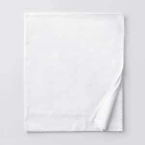 Legends Luxury Solid White 500-Thread Count Cotton Sateen Queen Flat Sheet