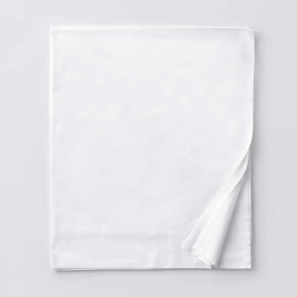 The Company Store Legends Luxury Solid White 500-Thread Count Cotton Sateen Queen Flat Sheet