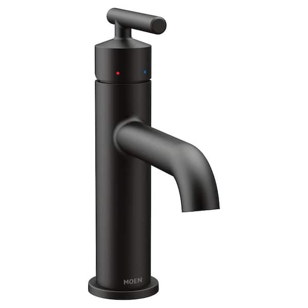 MOEN Gibson Single Hole Single-Handle Bathroom Faucet with Drain Assembly in Matte Black