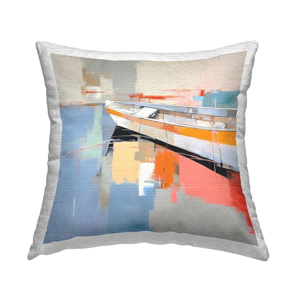 Stupell Industries Abstract Nautical Boat Multi-Color Square Outdoor Throw Pillow