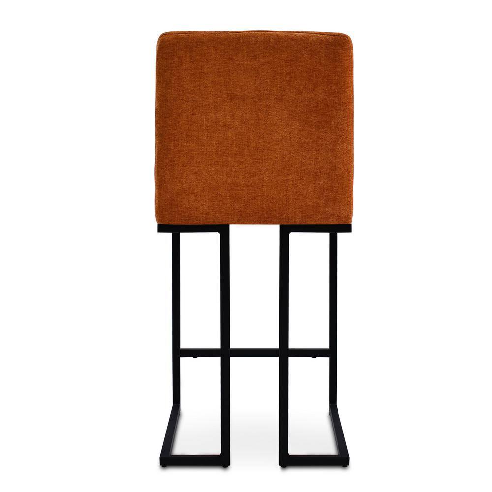 Set of 2 Terra Upholstered Fabric Counter Height Bar Stools with Black Metal Sled Legs