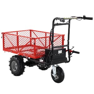 6 cu. ft. Steel Garden Cart Wheelbarrow Utility Cart Electric Powered Cart 48V28Ah 500W Material Hauler 1000lbs Towing