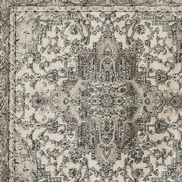 5 ft. x 5 ft. White Medallion Washable Area Rug