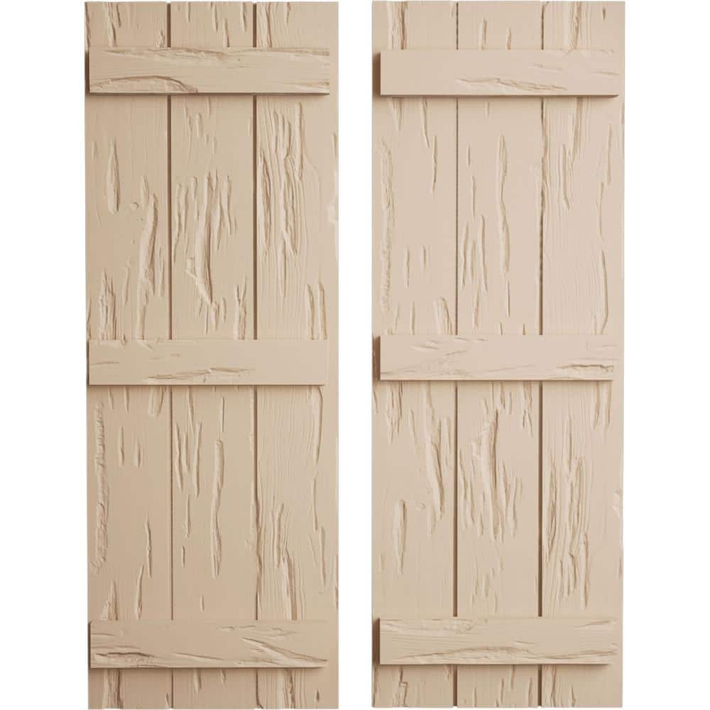 16.5 in. x 56 in. Timberthane Polyurethane 3-Board Joined Board-n-Batten Pecky Cypress Faux Wood Shutters Pair price history on PriceWatchPro