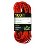 100 ft. 16/3 SJTW Outdoor Extension Cord - Orange with Lighted Green Ends
