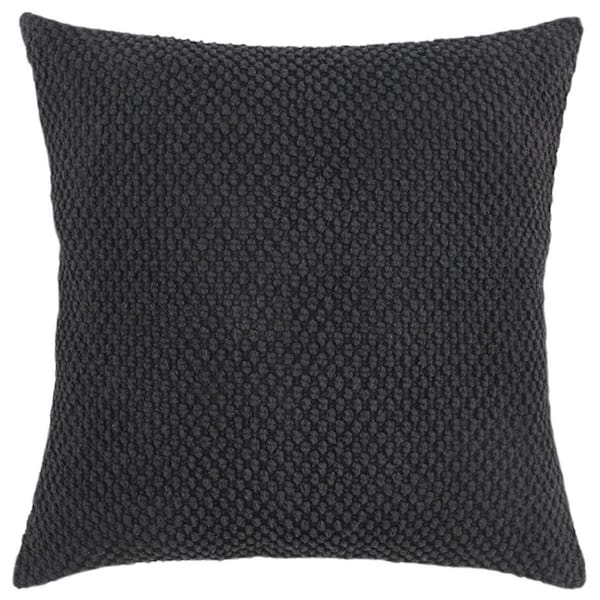 HomeRoots Black Solid Polyester 20 in. x 20 in. Throw Pillow