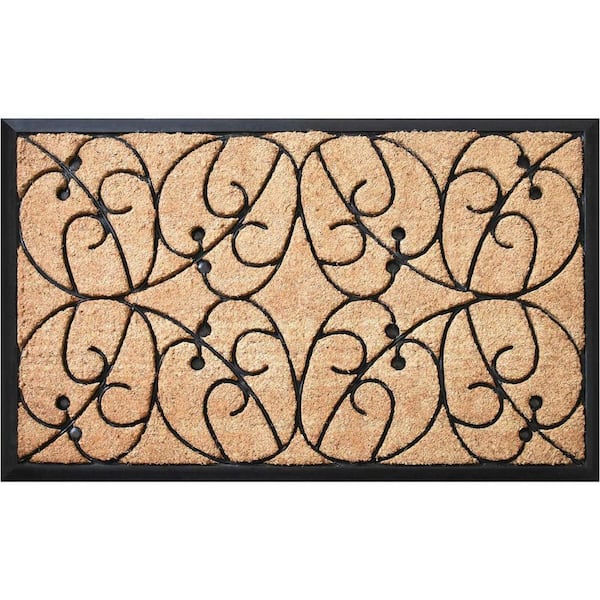 HomeRoots Multi-Colored 36 in. x 24 in. Coir Non-Slip Indoor/Outdoor Door Mat