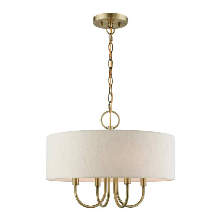Livex Lighting Blossom 4 Light Antique Brass Pendant Chandelier
