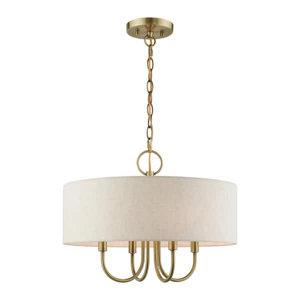 Blossom 4 Light Antique Brass Pendant Chandelier