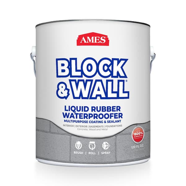 Ames Block And Wall 1 Gal Liquid Rubber Waterproof Sealant Bwrf1 - Retaining Wall Waterproofing Home Depot