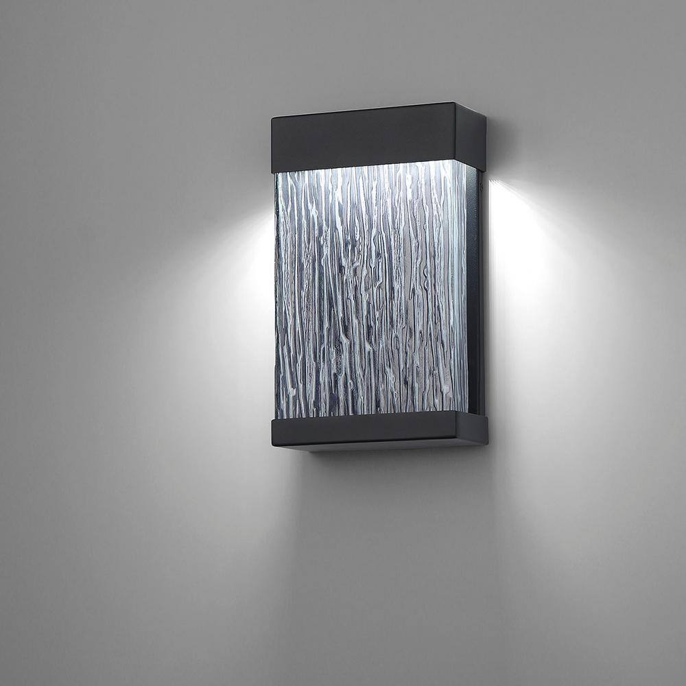 Black Wood Grain Glass Dimmable LED Outdoor Wall Light