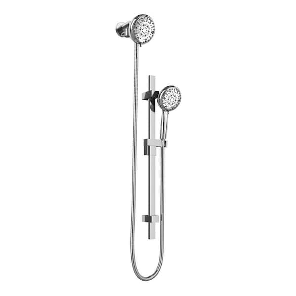 Retreat 5-Spray 2.5 GPM Wall Mount Dual Fixed and Handheld Shower Head in Chrome