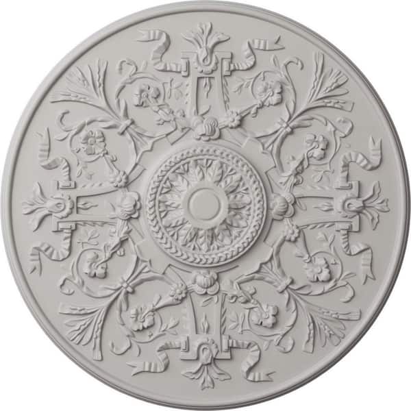 Ekena Millwork 33 in. x 1-3/4 in. Versailles Urethane Ceiling (Fits Canopies up to 3-1/4 in.), Ultra-Pure White