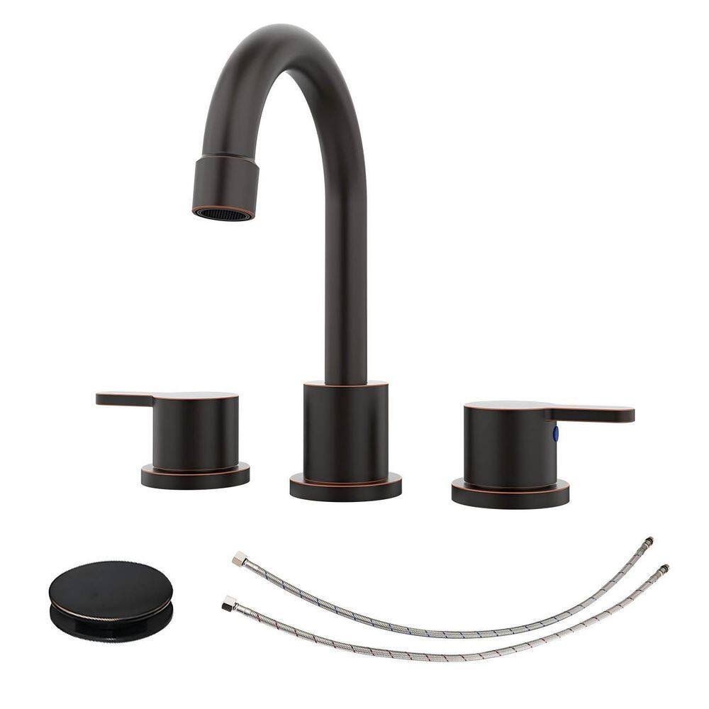 Abdera 8 in. Widespread 2-Handle High Arch Bathroom Faucet with 360°Swivel Spout and Pop-Up Drain in Oil Rubbed Bronze price history on PriceWatchPro