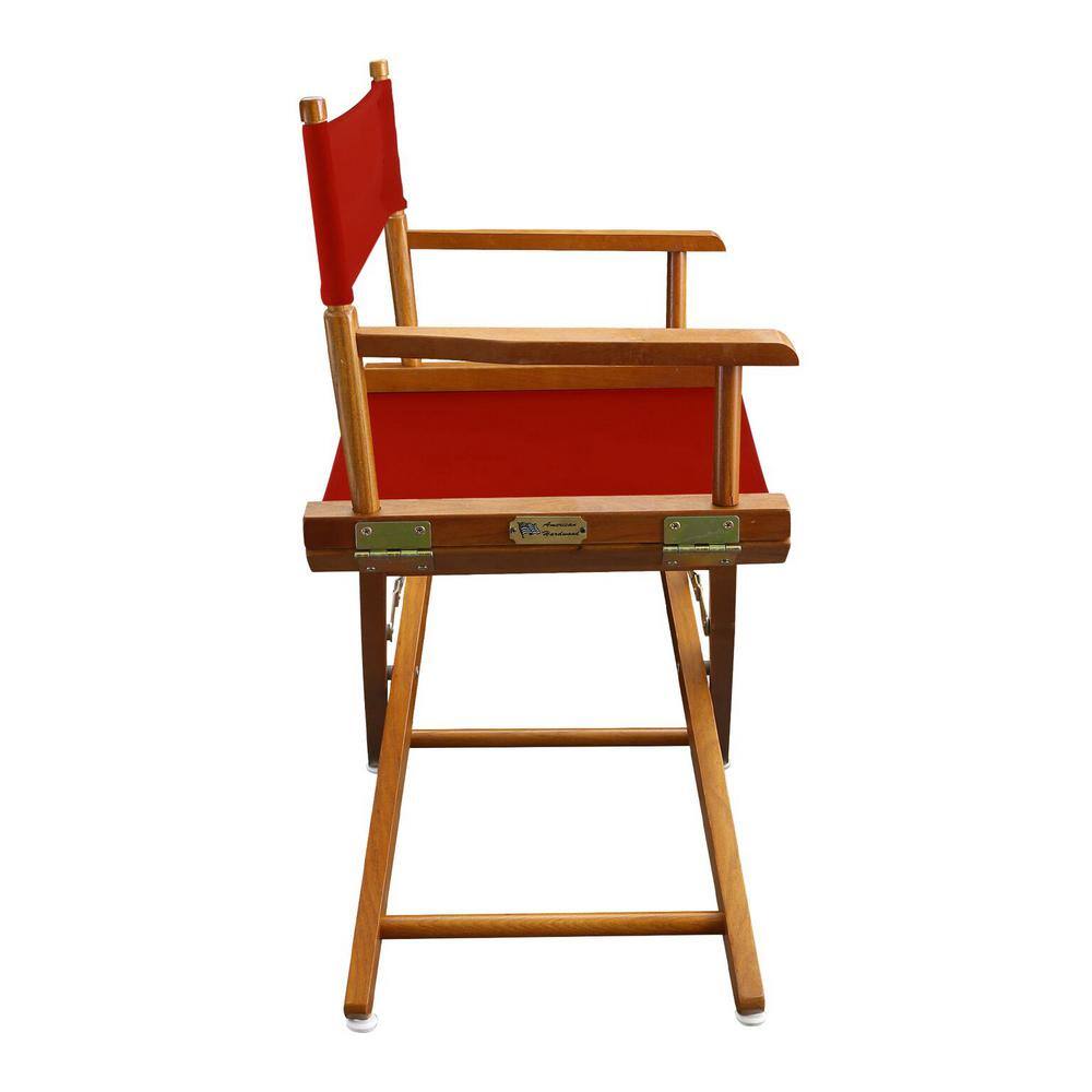 Mission Oak Wood Frame Red Canvas Directors Chair