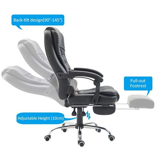 Black PU Leather High Back Ergonomic Executive Swivel Chair