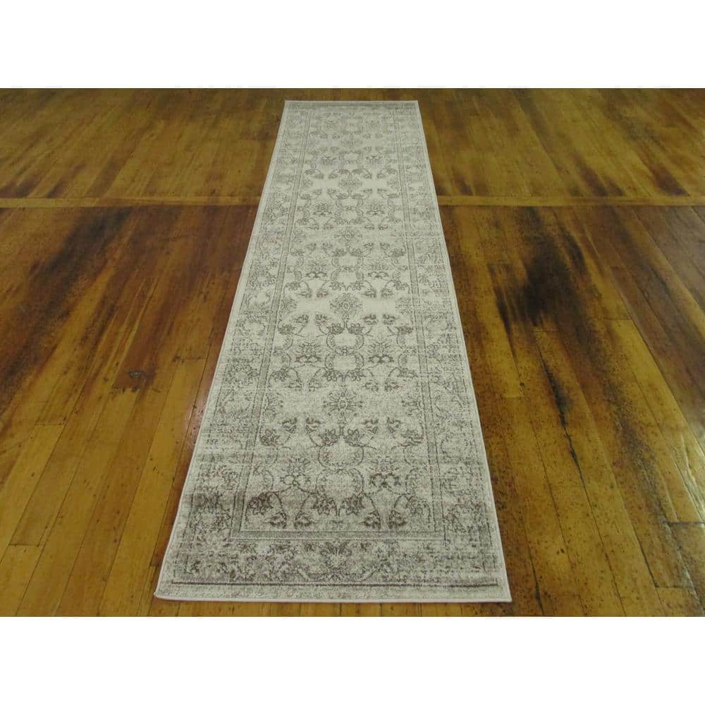 La Jolla Ivory Floral Synthetic 2'7" x 10' Runner Rug