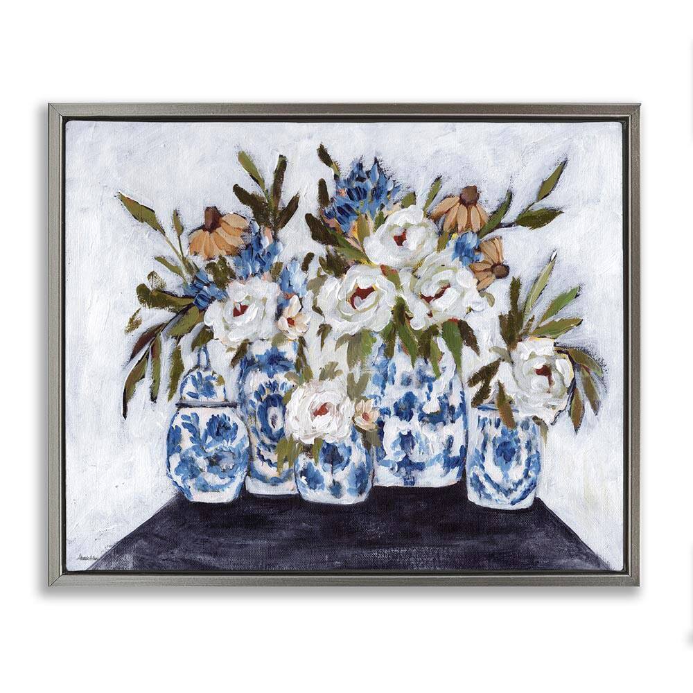 Ornate Flower Pots Still Life by Amanda Hilburn Gray Floater Frame Nature Graphic Art Print 25 in. x 31 in. price history on PriceWatchPro