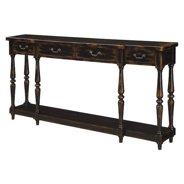 Coast To Apperson 72 In Black, Black Turned Leg Console Table