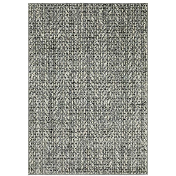 AVERLEY HOME Sienna Blue/Ivory 5 ft. x 7 ft. Industrial Distressed Geometric Tweed Polypropylene Indoor Area Rug